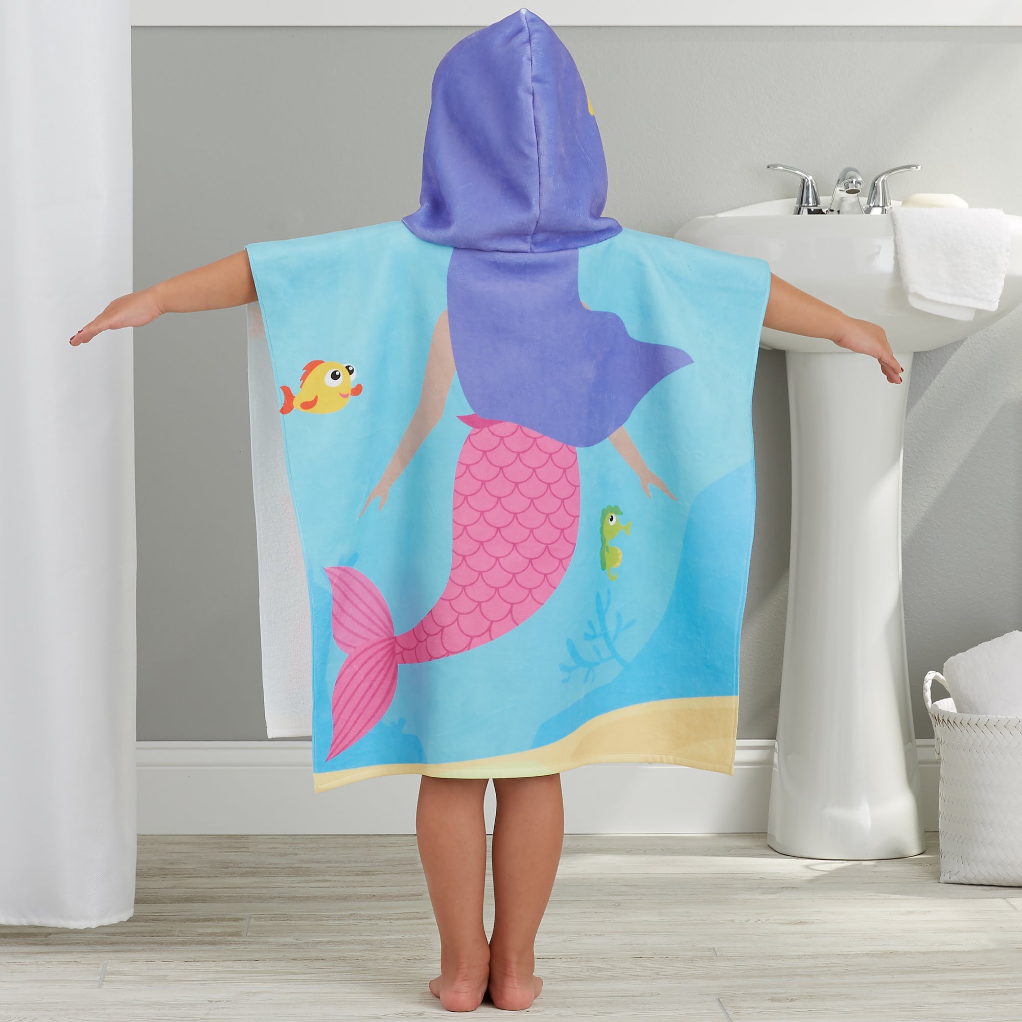 25635 - Mermaid Personalized Kids Poncho Bath Towel