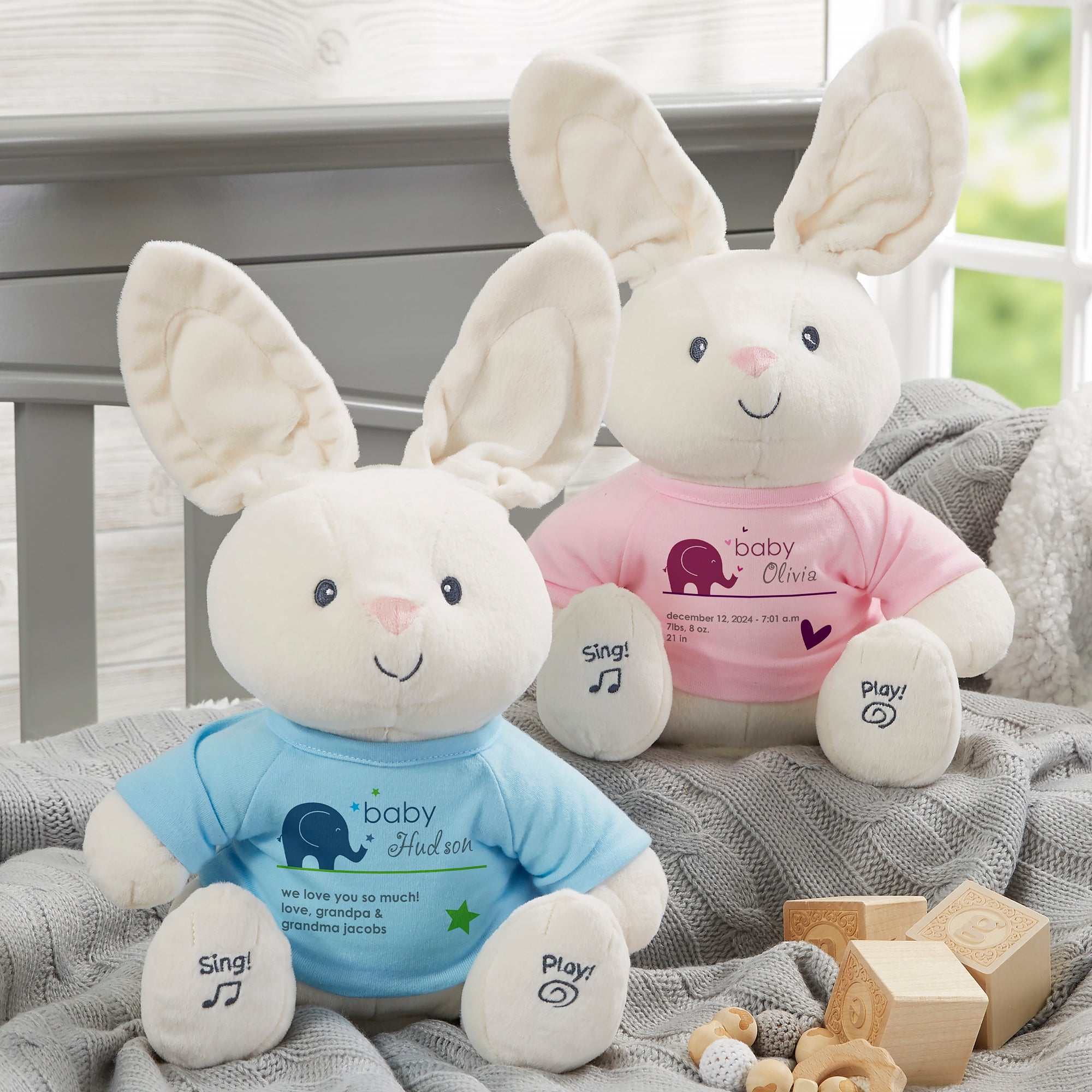 26264 - Gund® Animated New Arrival Personalized Baby Flora The Bunny