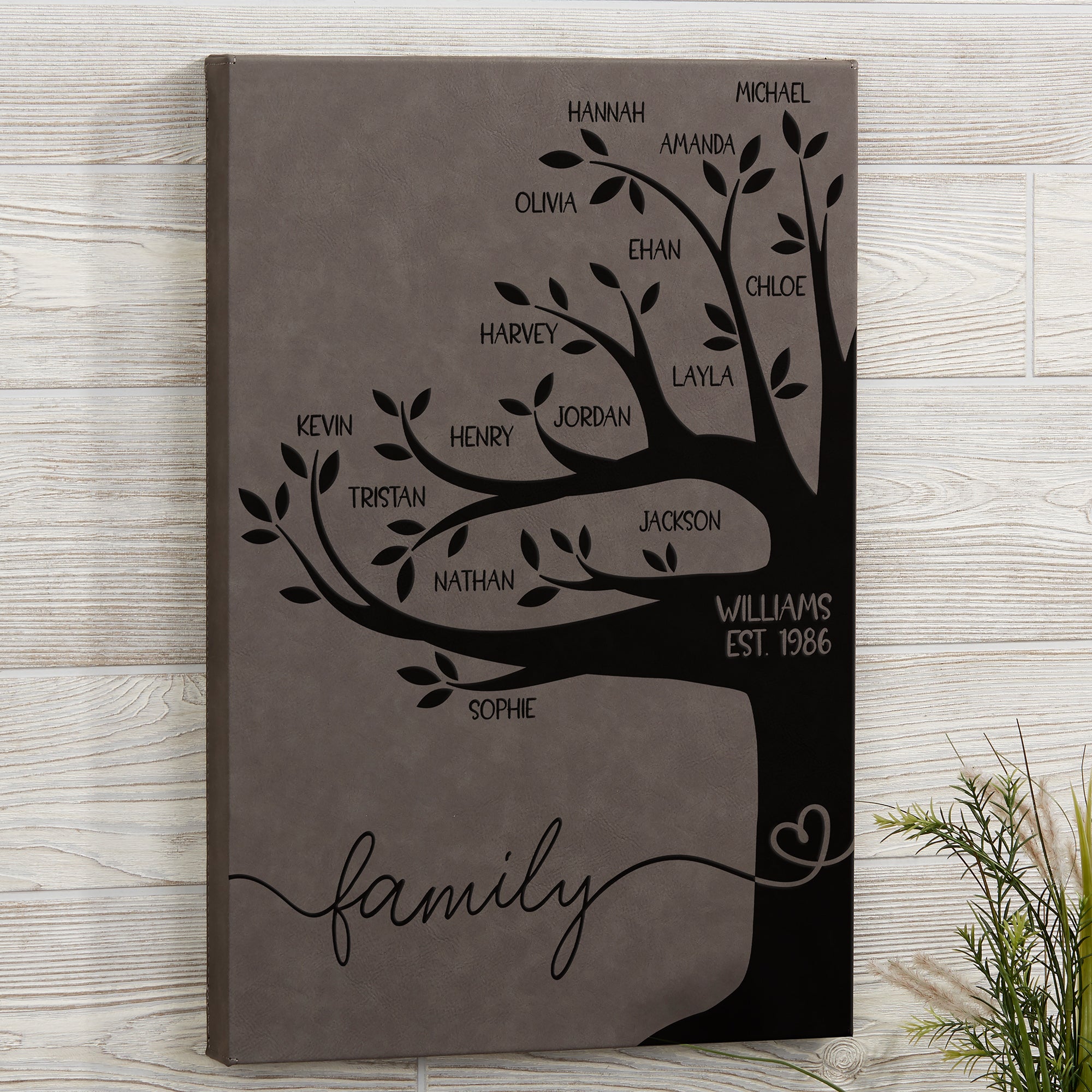 26546 - Family Tree Personalized Leatherette Wall Decor