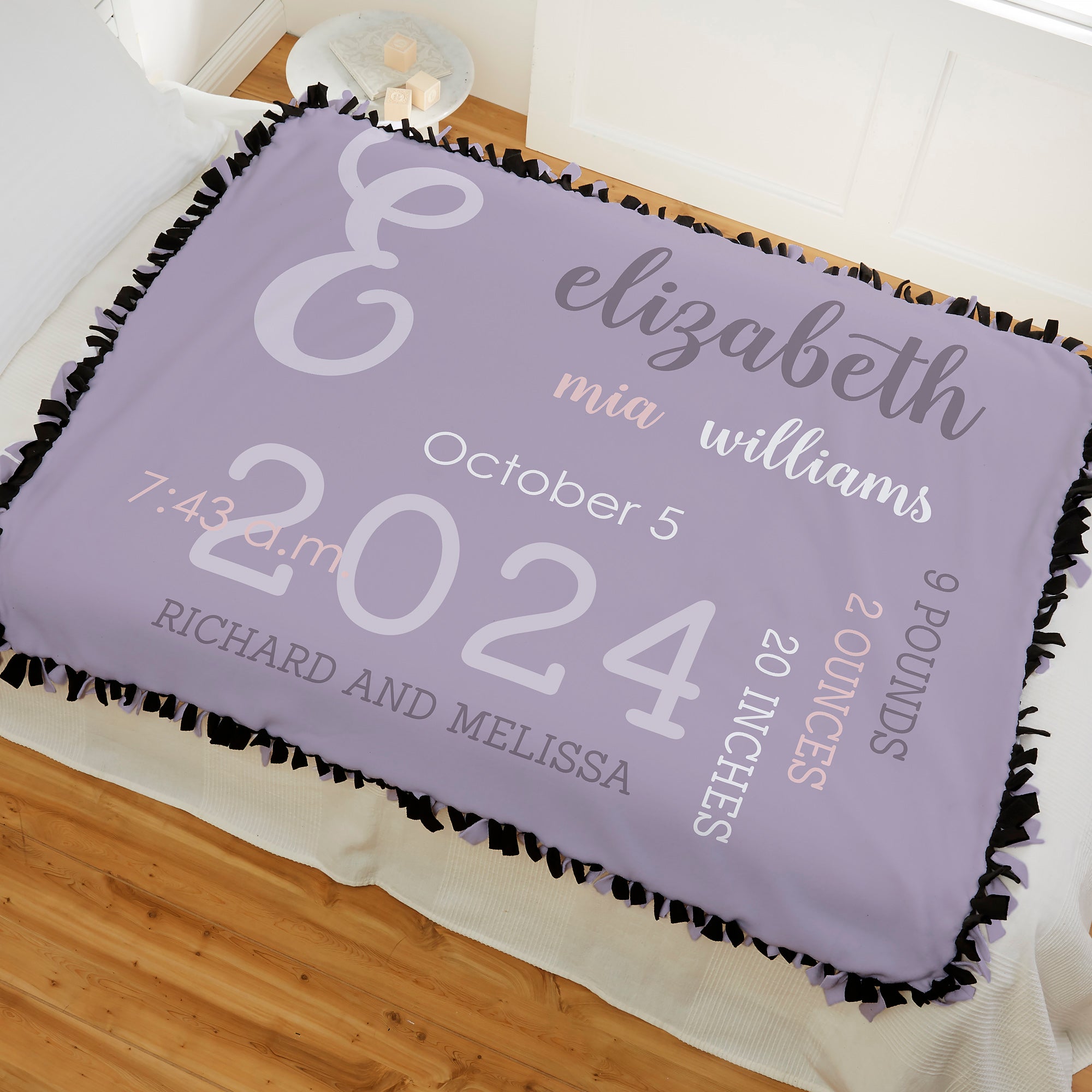 29780 - Modern All About Baby Girl Personalized Baby Blankets