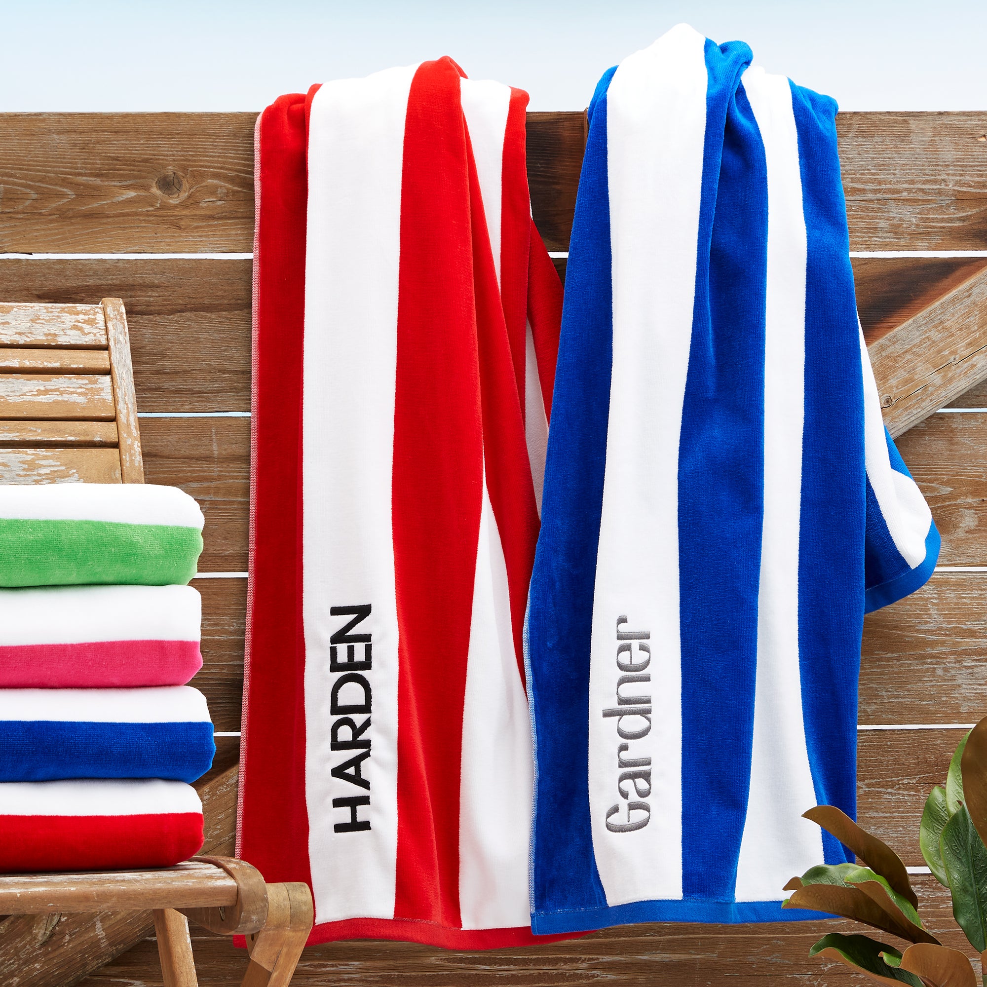 32723 - Embroidered Cabana Stripe Beach Towel