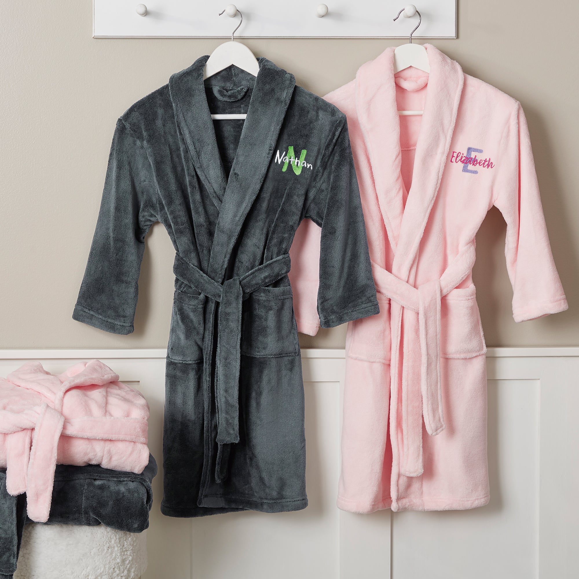 32776 - Playful Name Embroidered Kids Fleece Robes