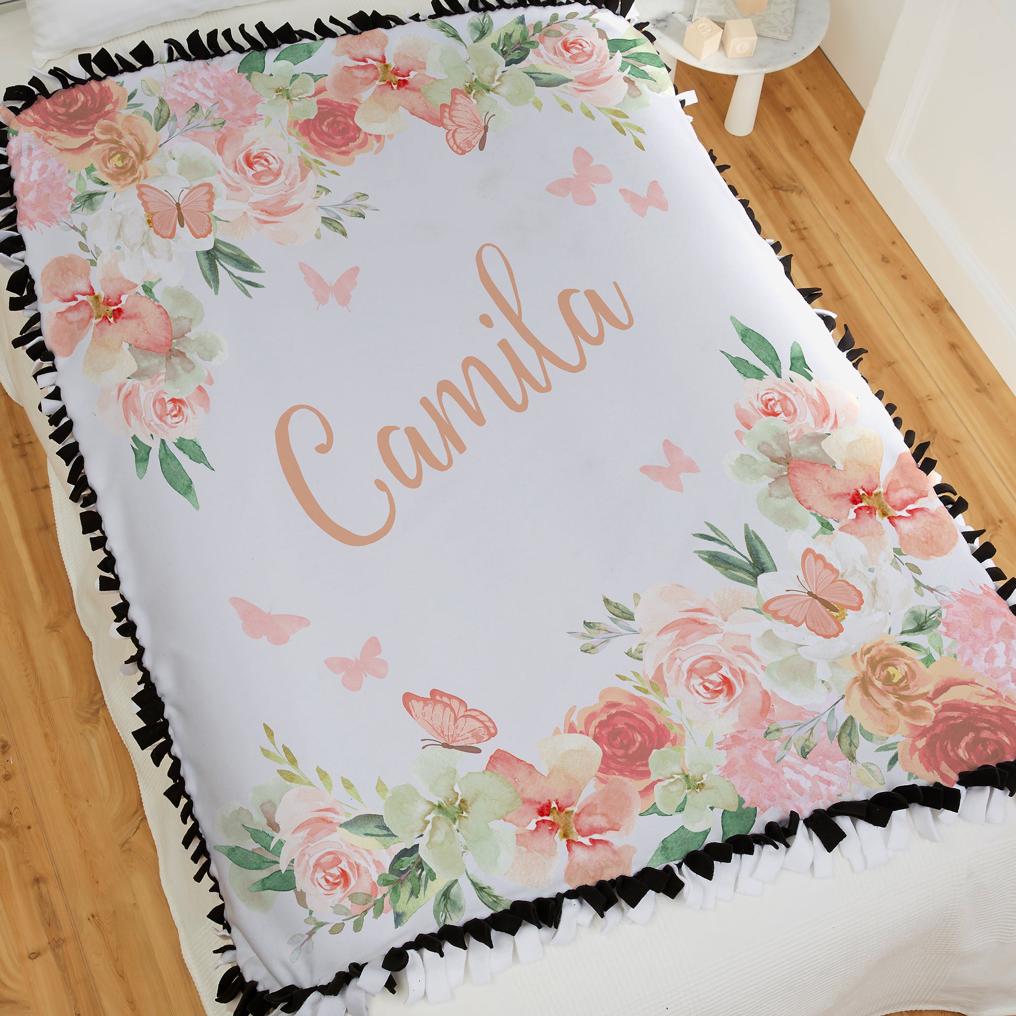 36894 - Butterfly Kisses Baby Girl Personalized Blanket