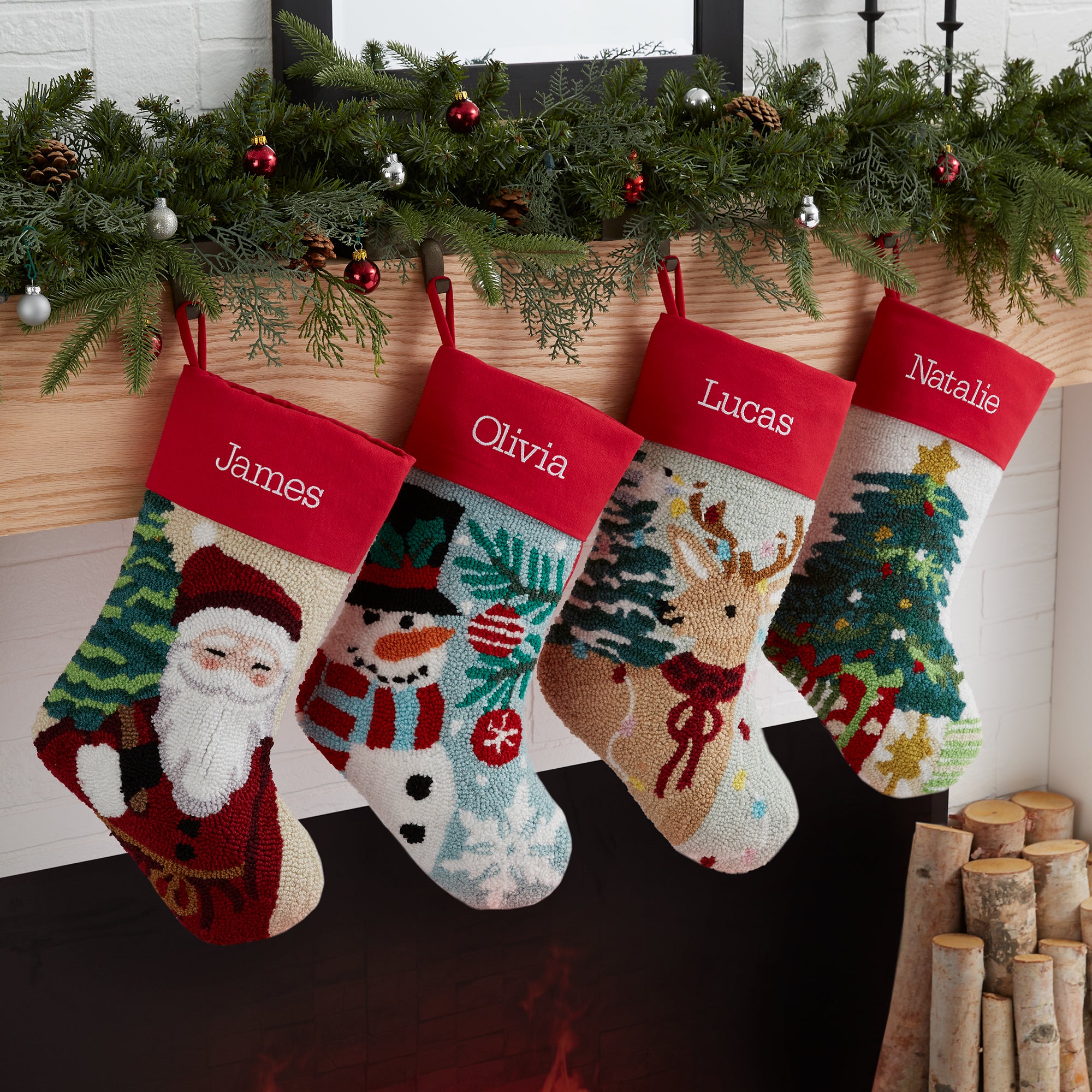 37556 - Classic Character Embroidered Hooked Christmas Stockings