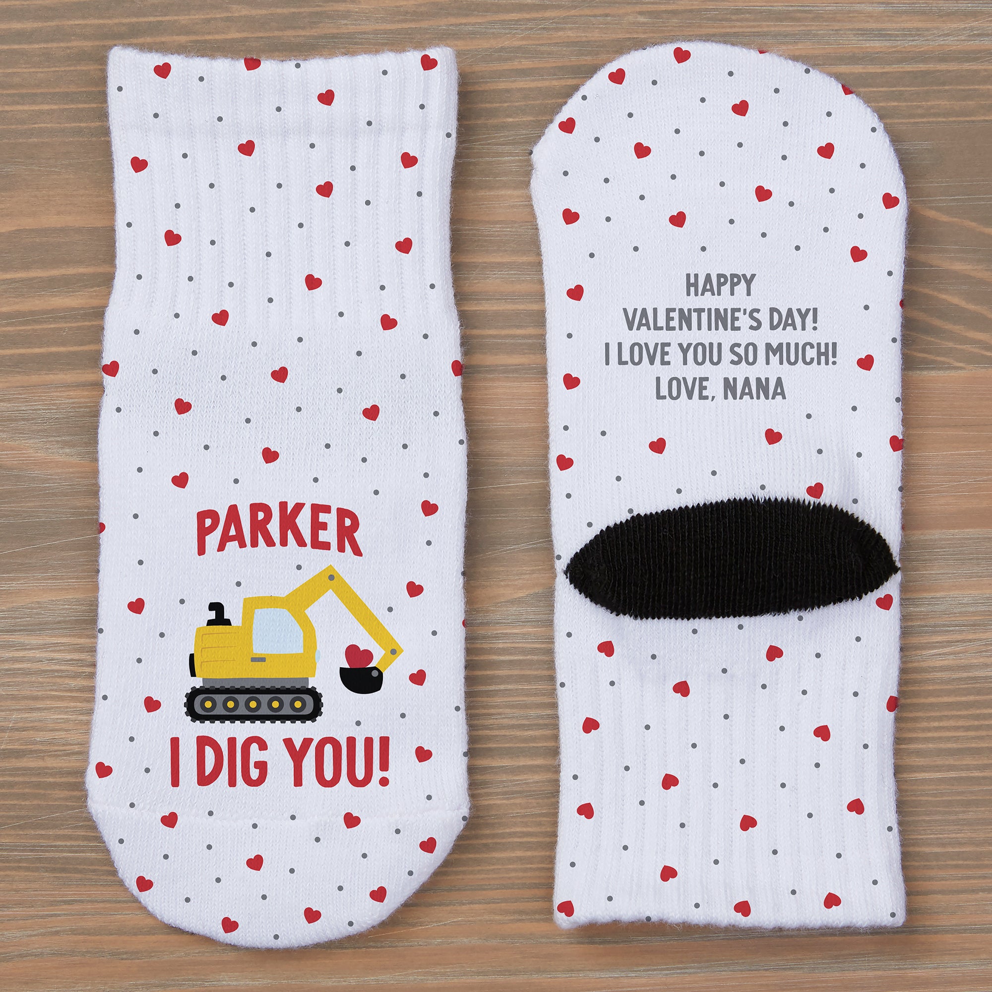 38929 - I Dig You Personalized Valentine Toddler Socks