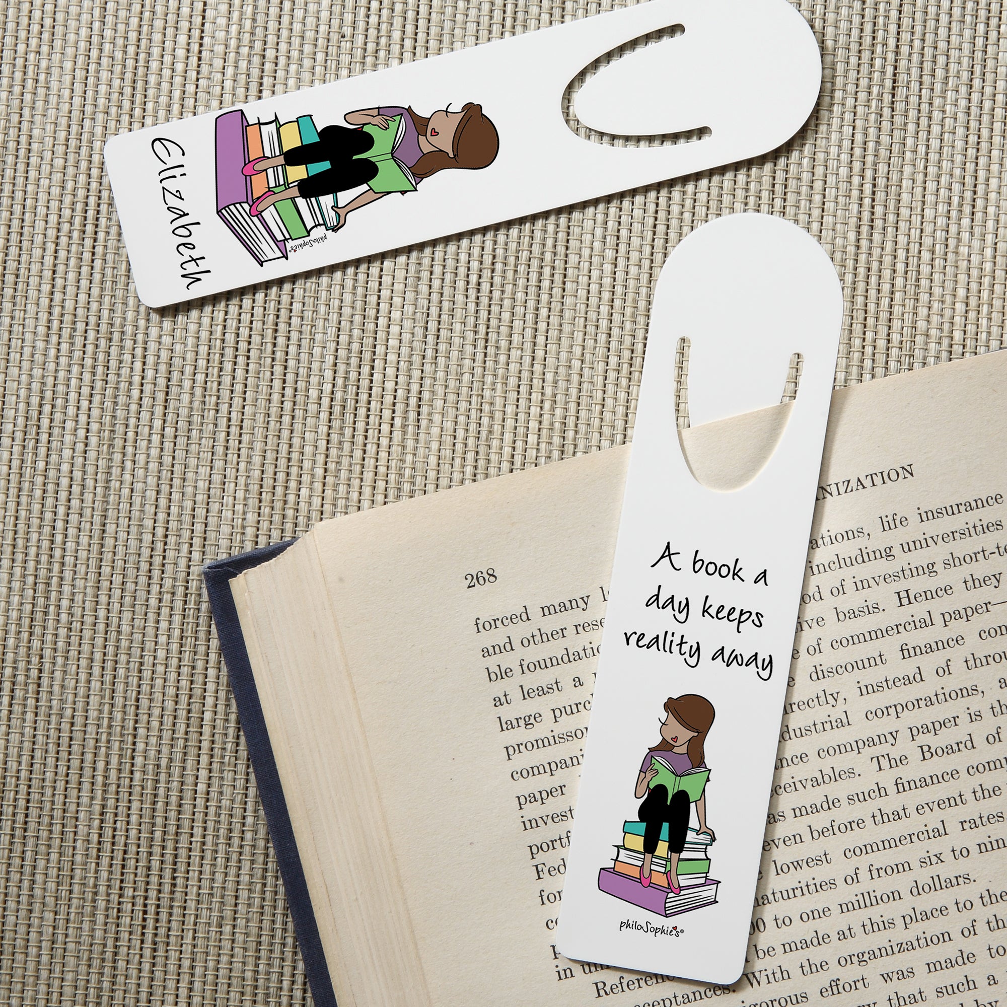 52458 - Book Lover philoSophie&#39;s® Personalized Bookmark Set