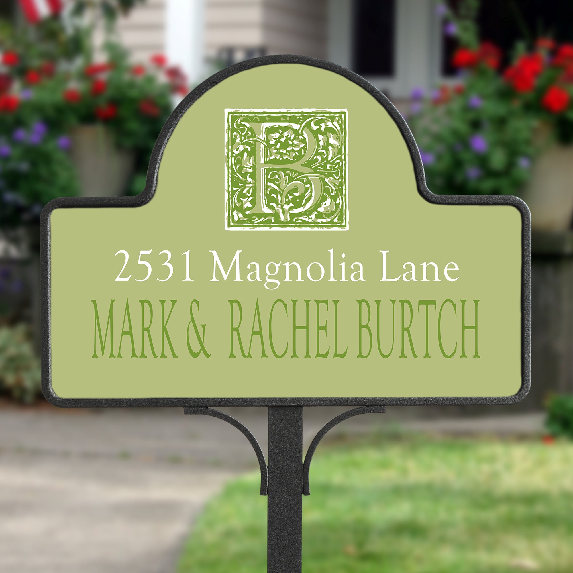 7109 - Floral Monogram Personalized Magnetic Garden Sign