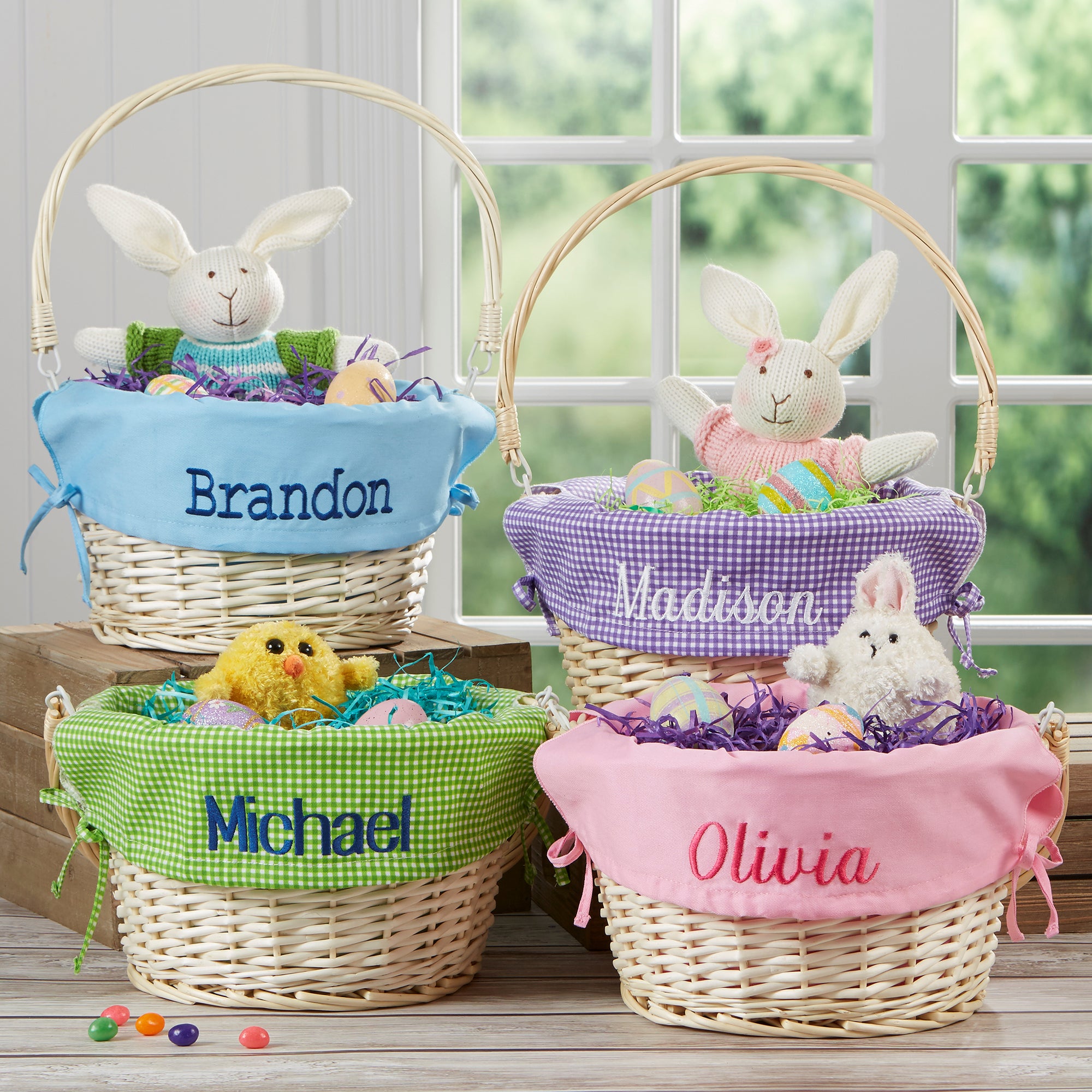 7984 - Personalized Willow Easter Basket with Folding Handle