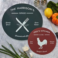 Kitchen Puns Personalized 8 Round Glass Cutting Board