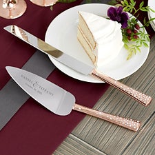 Rose Gold Engraved Cake Knife  Server Set - 21113