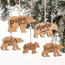 Bear Family Personalized Wood Ornaments - 21725