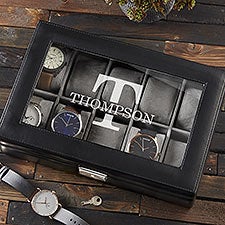Name  Monogram Personalized Leather Watch Box - 21988