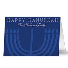 Blue Menorah Happy Hanukkah Cards - 22112