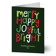 Merry Happy Joyful Bright Holiday Cards - 22183