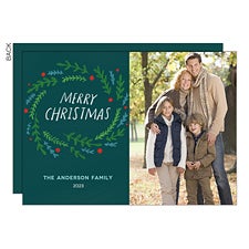 Festive Wreath Photo Christmas Cards - 22203