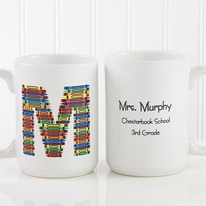 Teachers Personalized Large Coffee Mugs - Crayon Letter - 10034-L