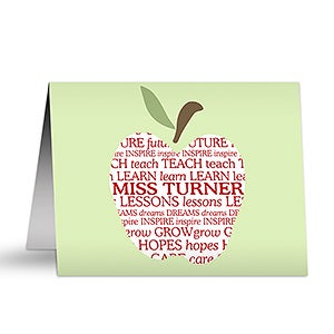 Apple Scroll Personalized Teacher Note Cards - 10203-N