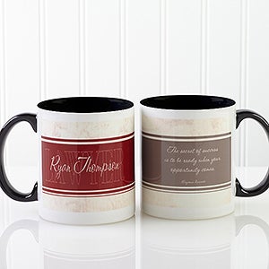 Personalized Office Coffee Mugs - Name & Career - Black Handle - 10413-B