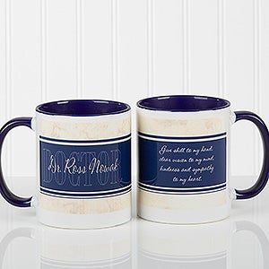 Personalized Office Coffee Mugs - Name & Career - Blue Handle - 10413-BL