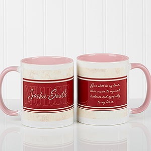 Personalized Office Coffee Mugs - Name & Career - Pink Handle - 10413-P