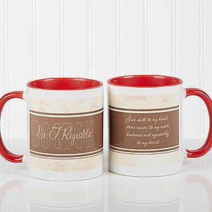 Personalized Office Coffee Mugs - Name & Career - Red Handle - 10413-R