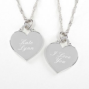 Custom Message Engraved Heart Necklace - 10436-M