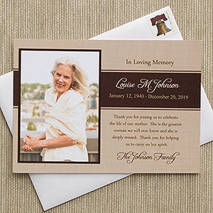 In Memory Personalized Photo Bereavement Cards - 10786