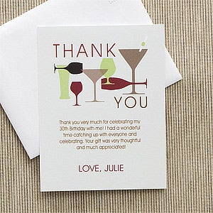 Raise Your Glass Personalized Thank You Cards - 10840