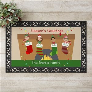 Stocking Family Characters Personalized Doormat- 20x35 - 10930-M