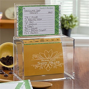 Personalized Acrylic Recipe Box - Damask - 10945-B