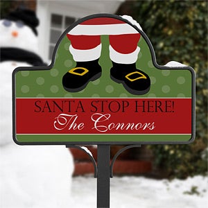 Personalized Christmas Yard Stake Magnet - Santa Claus Stop Here - 10953-M