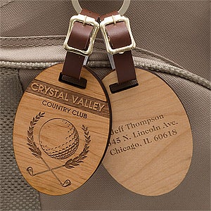 Classic Golfer Personalized Wood Bag Tag - 11197
