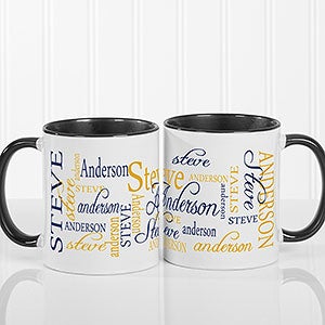 Personalized Coffee Mugs - Black Handle - Signature Style - 11539-B