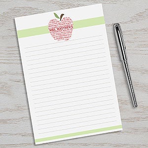 Apple Scroll Personalized Teachers Notepad - 11613