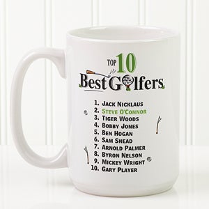 Top 10 Golfers Personalized Coffee Mug 15 oz.- White - 11658-L