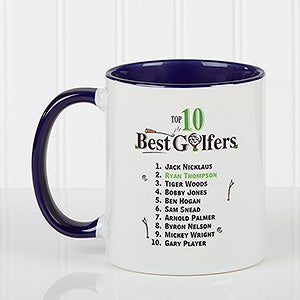 Personalized Top 10 Golfers Coffee Mugs - Blue - 11658-BL