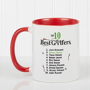 Red Personalized Golf Coffee Mugs - Top 10 Golfers - 11658-R