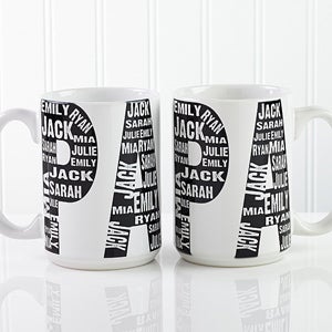 Personalized Large Coffee Mugs for Dad - Repeating Names - 11743-L