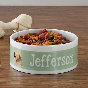 Personalized Large Dog Food Bowls - Dog Breeds - 12132-L