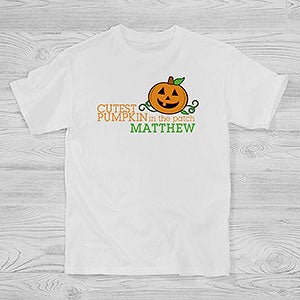 Personalized Halloween Kids T-Shirt - Cutest Pumpkin - 12327-YCT