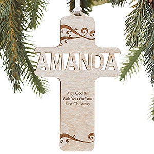 Bless This Child Whitewash Wood Ornament - 12370-W