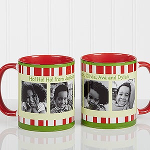 Personalized Christmas Photo Coffee Mugs - Red Handle - 12409-R