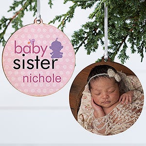 Big/Baby Brother  Sister Photo Ornament-3.75 Wood - 2 Sided - 12414-2W