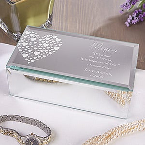 Personalized Small Mirrored Jewelry Box - Love Is Kind - 12538-S