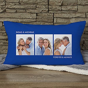 Personalized Velvet Lumbar Pillow - Three Photo - 12552-3LBV
