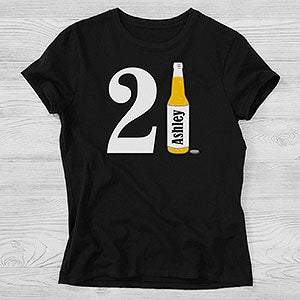 Personalized Birthday Fitted T-Shirt - 21st Birthday Beer - 12586-FT