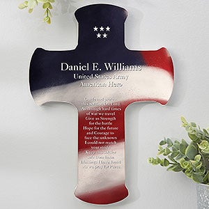 Soldiers Prayer Personalized Cross- 8x12 - 12596
