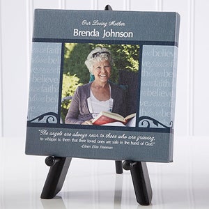 Personalized Memorial Photo Canvas Tabletop Art - In Gods Hands - 12647-5x5