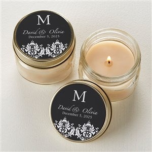 Damask Monogram Mason Jar Candle Favors - 12689