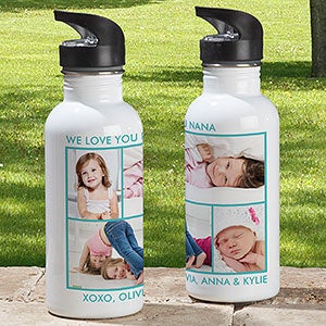 Personalized Photo Collage Water Bottle - 4 Pictures - 12732-4N